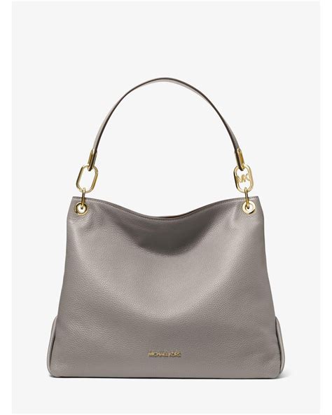 michael michael kors mercer large pebbled leather grey|Michael Kors tote bag.